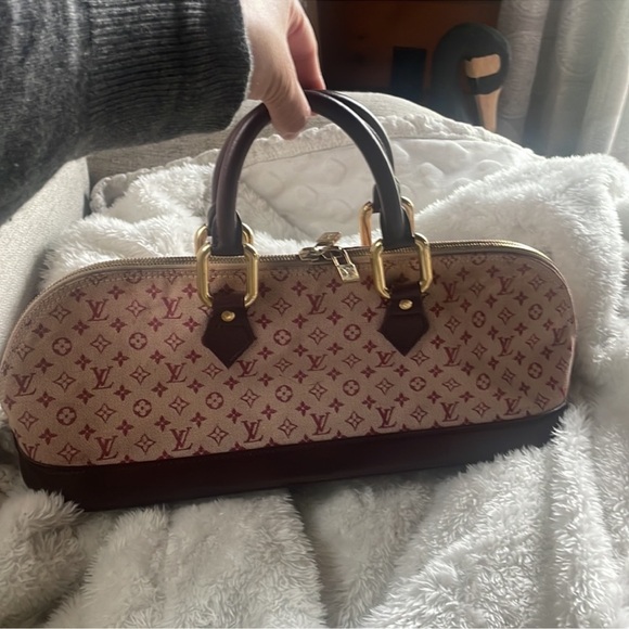 Vintage MiniLin Alma Louis Vuitton 
rare burgundy & pink oblong satchel - Picture 2 of 11